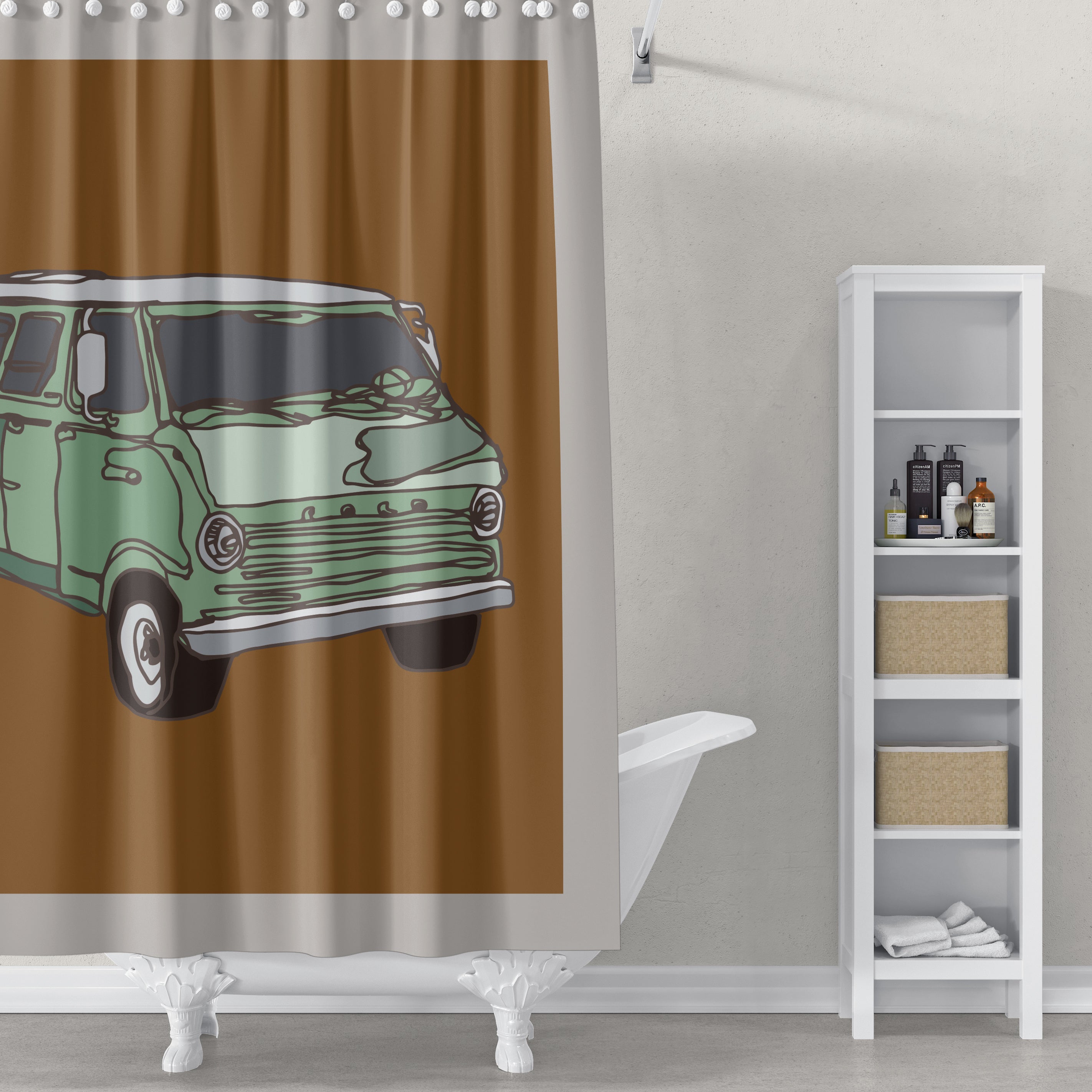 The Old Green Van Shower Curtain