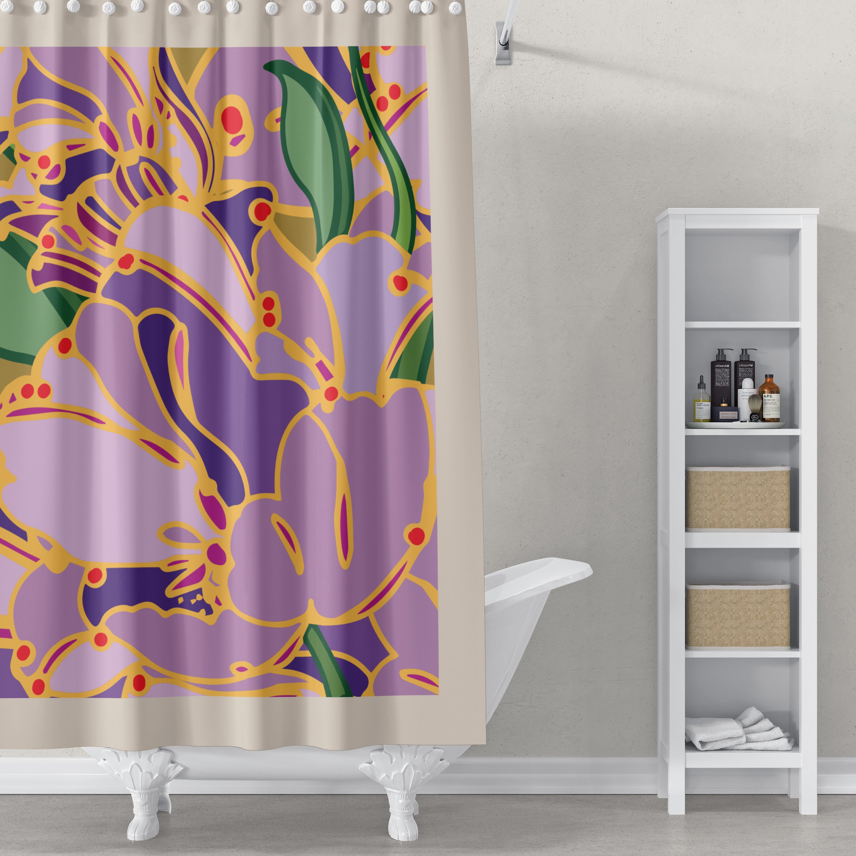Wall Flower: Purple Lily Shower Curtain