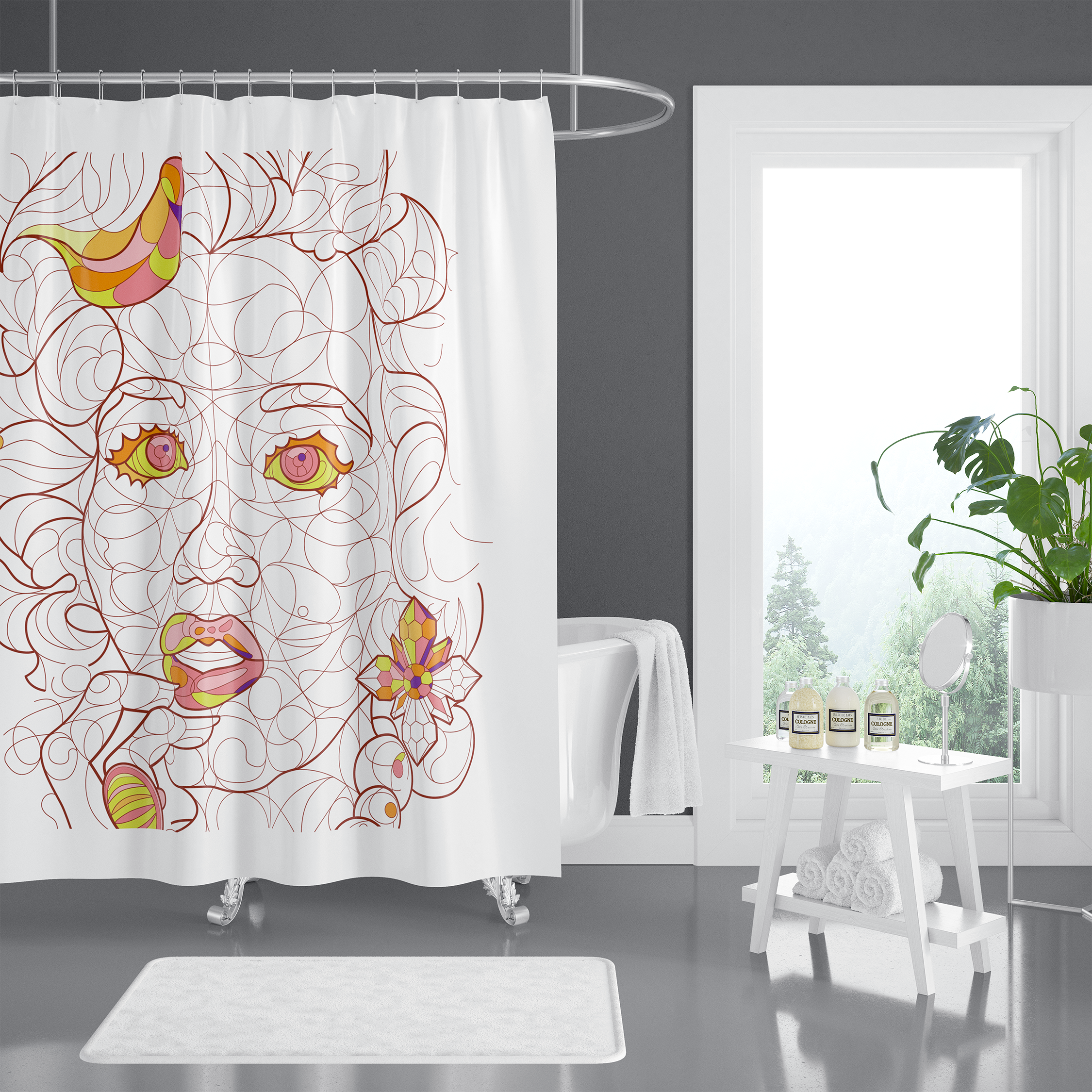 White Woman Shower Curtain